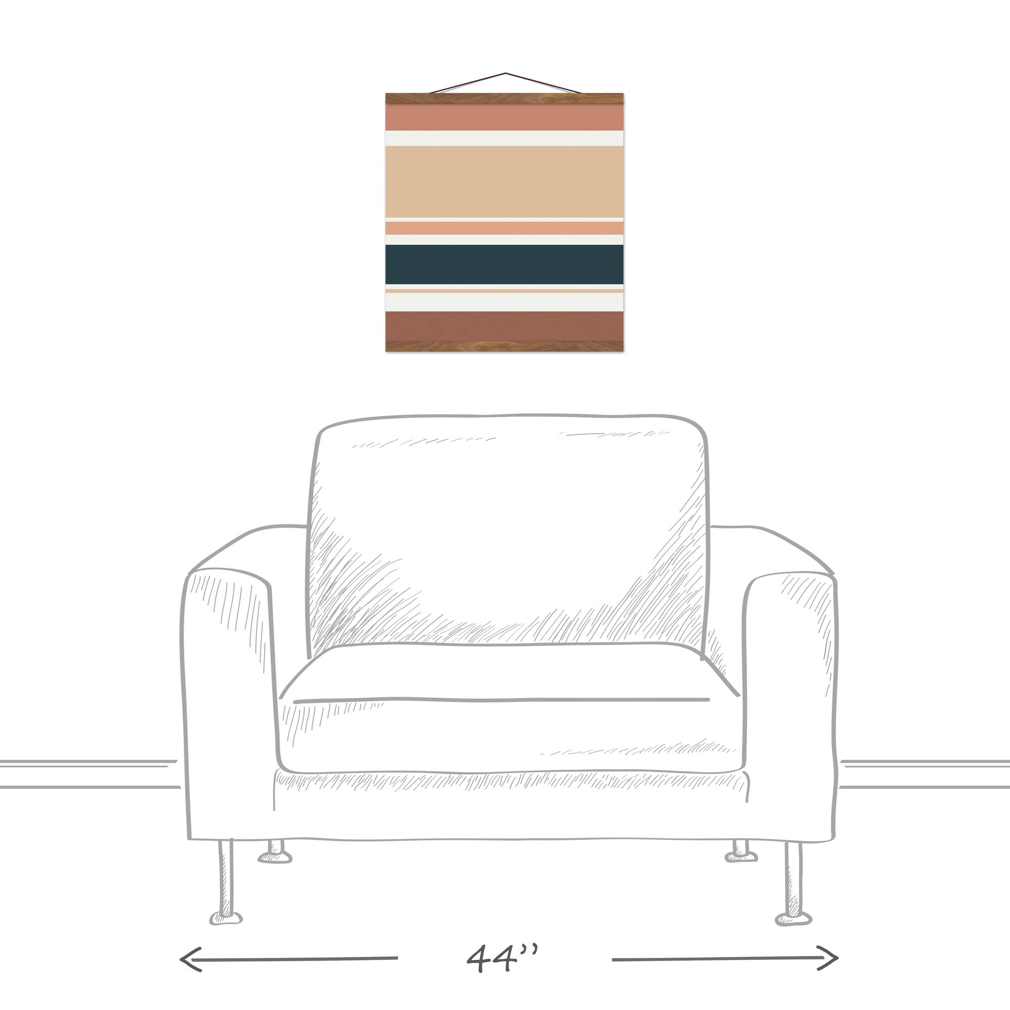 Multiple Stripes 16" x 16" Teak Hanging Canvas